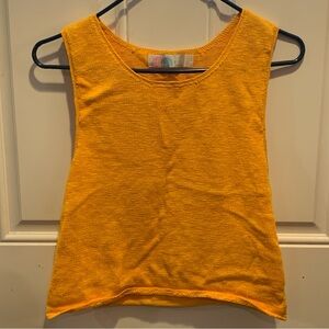 FP Beach Vibrant Gold Orange Boxy Knit Crochet Tank Top Size S/P